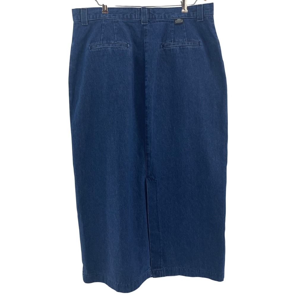 Vtg Lee Long‎ Denim Jean Maxi Skirt XL Back Slit Western Cottagecore Grunge - Picture 8 of 11